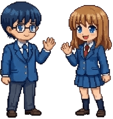 Majime-kun and Mame-chan welcoming